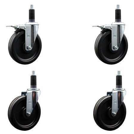 Service Caster 6'' Phenolic Swivel 1-1/8'' Expand Stem Caster Set 2 Total Lock Brakes, 4PK SCC-EXTTL20S615-PHS-2-S-2-118